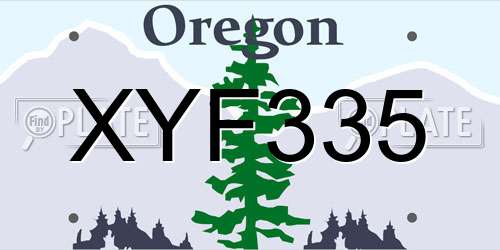 XYF335 Oregon License Plate