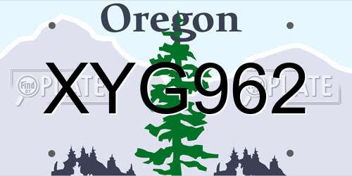 XYG962 Oregon License Plate