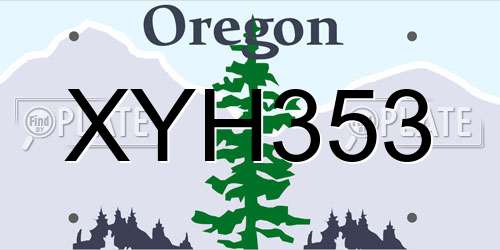 XYH353 Oregon License Plate