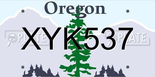 XYK537 Oregon License Plate