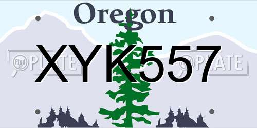 XYK557 Oregon License Plate