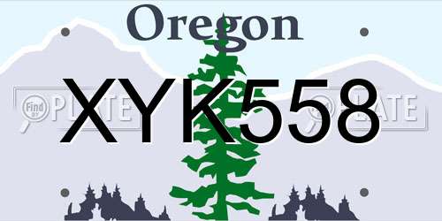 XYK558 Oregon License Plate
