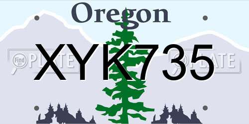 XYK735 Oregon License Plate