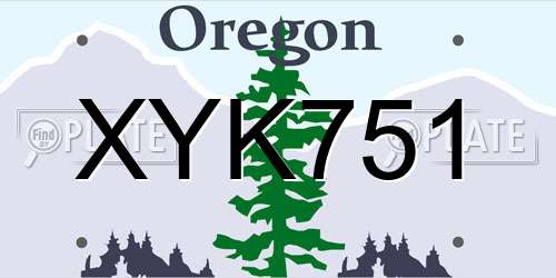 XYK751 Oregon License Plate