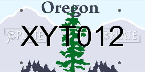 XYT012 Oregon License Plate