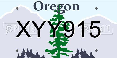 XYY915 Oregon License Plate