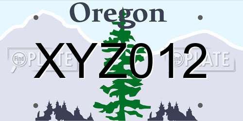 XYZ012 Oregon License Plate