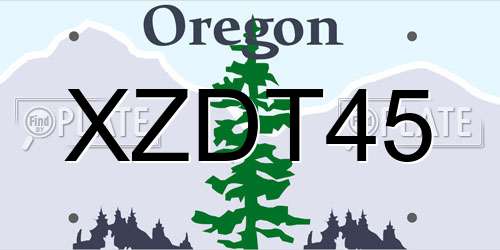 XZDT45 Oregon License Plate