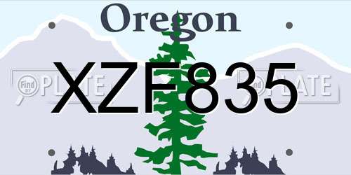 XZF835 Oregon License Plate
