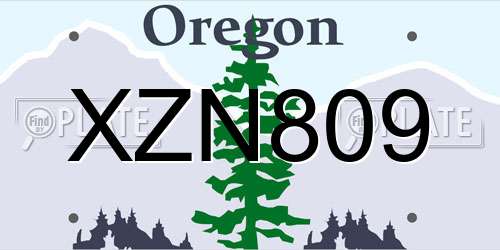 XZN809 Oregon License Plate