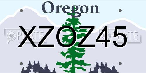 XZOZ45 Oregon License Plate