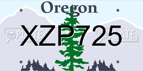 XZP725 Oregon License Plate