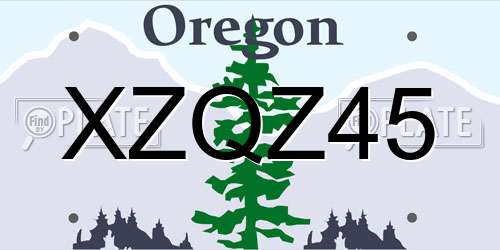 XZQZ45 Oregon License Plate