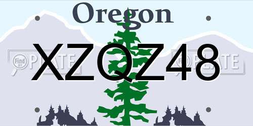XZQZ48 Oregon License Plate