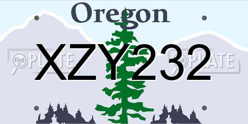 XZY232 Oregon License Plate