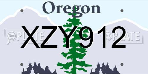 XZY912 Oregon License Plate