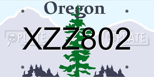 XZZ802 Oregon License Plate