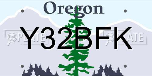 Y32BFK Oregon License Plate