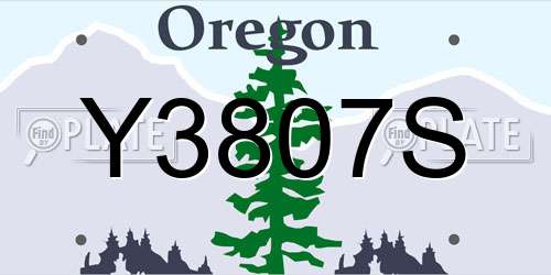Y3807S Oregon License Plate