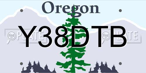 Y38DTB Oregon License Plate