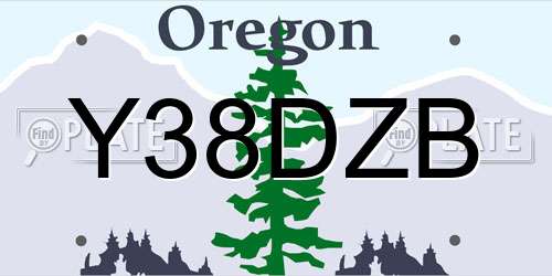 Y38DZB Oregon License Plate