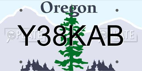 Y38KAB Oregon License Plate