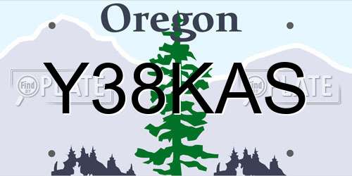 Y38KAS Oregon License Plate