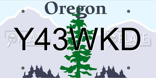 Y43WKD Oregon License Plate