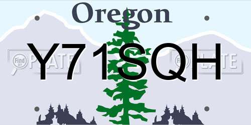Y71SQH Oregon License Plate