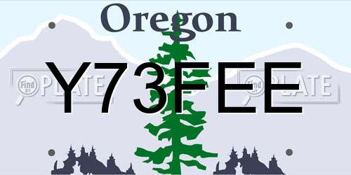 Y73FEE Oregon License Plate