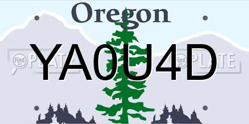 YA0U4D Oregon License Plate