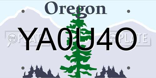 YA0U4O Oregon License Plate