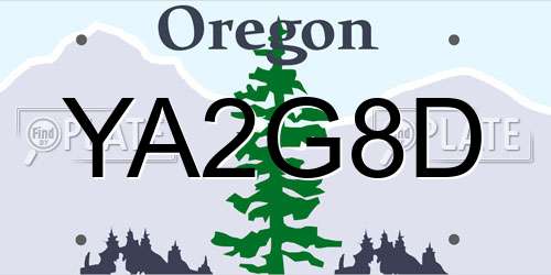 YA2G8D Oregon License Plate