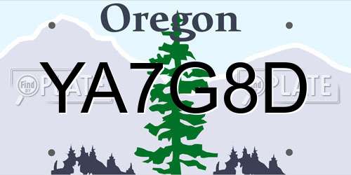 YA7G8D Oregon License Plate