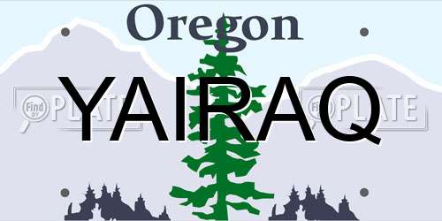 YAIRAQ Oregon License Plate
