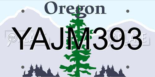 YAJM393 Oregon License Plate