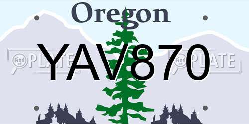 YAV870 Oregon License Plate