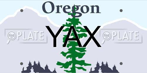 YAX Oregon License Plate