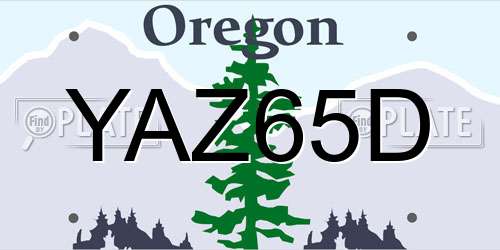YAZ65D Oregon License Plate