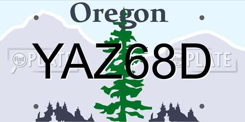 YAZ68D Oregon License Plate