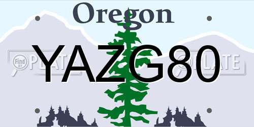 YAZG80 Oregon License Plate