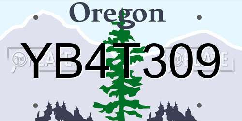 YB4T309 Oregon License Plate