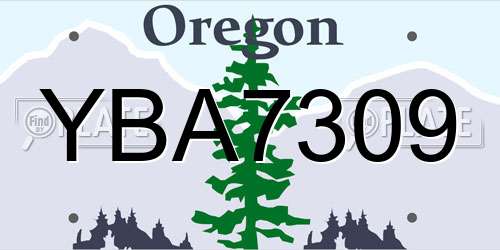 YBA7309 Oregon License Plate