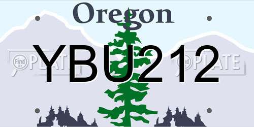 YBU212 Oregon License Plate