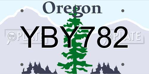YBY782 Oregon License Plate