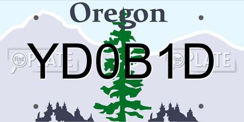 YD0B1D Oregon License Plate