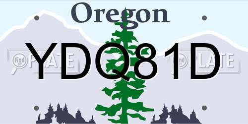 YDQ81D Oregon License Plate