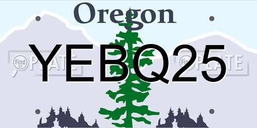 YEBQ25 Oregon License Plate