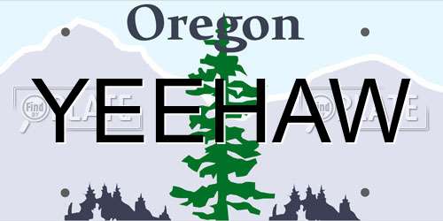 YEEHAW Oregon License Plate