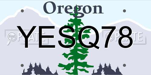 YESQ78 Oregon License Plate